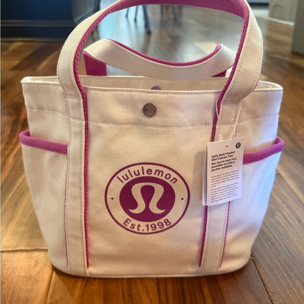 lululemon athletica White and Pink Mini Tote Bag